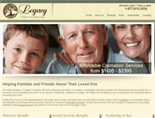 Tablet Screenshot of legacycremationservices.ca